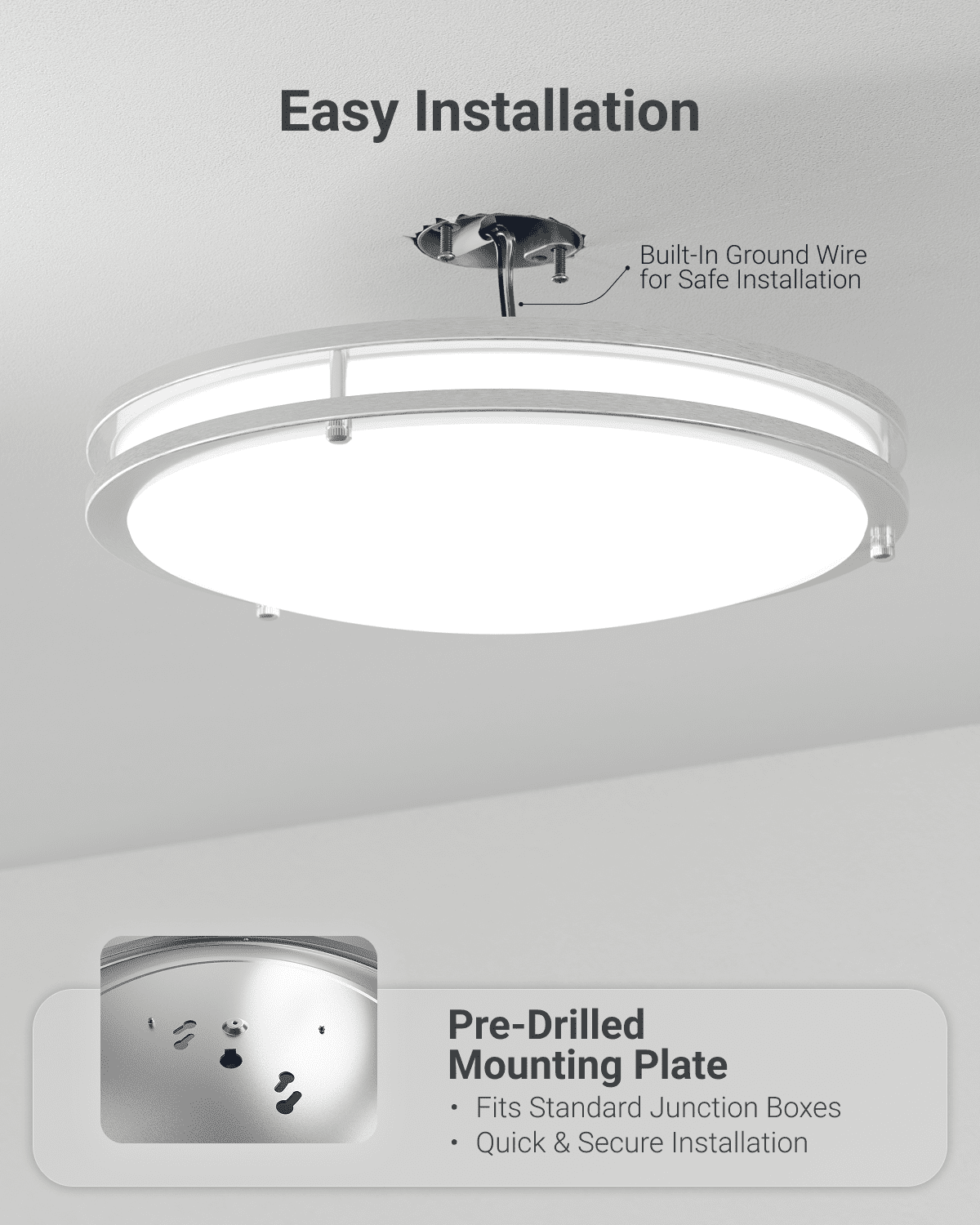 Sunco 14 Inch LED Ceiling Mount Light Fixture, Close to Ceiling Round Flat Light, 21W, 1500 LM, Selectable CCT 2700K/3000K/4000K/5000K/6000K, Dimmable, Hardwired ETL