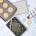 thumbnail image 5 of Two Pieces Of Square Heat Insulation Pad Oven Mitts 7x9.8 Inch Oven Microwave Kitchen Cooking Baking Beautiful Green Pattern, 5 of 7