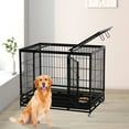 thumbnail image 2 of CL.HPAHKL 42 Inch Dog Crate, Heavy Duty Dog Kennel with Lockable Wheels Wire Dog Crate with Double-Door,Divider Panel, Removable Tray Indestructible Dog Crates Dog Cage for Large Medium Dogs, Black, 2 of 12