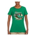 thumbnail image 2 of 1946 Vintage Ford Woody Chasing Waves Cars and Trucks Womens Graphic T-Shirt, Kelly, X-Large, 2 of 3