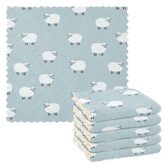 Yayeee 6 Pack Kitchen Dishcloths for Washing Dishes Soft Absorbent Microfiber Towels, Simple Sheep Pattern