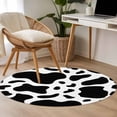 thumbnail image 5 of 4Ft Round Rug, Black and White Non-Skid Rubber Backing Large Area Rugs - Living Room Bedroom Home Office, Farmhouse Cow Black White Indoor Floor Mat Carpets Washable Rug, 5 of 9