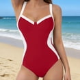 thumbnail image 4 of Stamzod Swimsuit for Women Tummy Control One Piece Bathing Suit Color Block Swim Suits 2026 Red XXL, 4 of 7