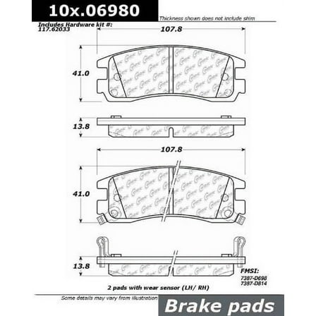 Centric Parts Disc Brake Pad P/N:103.06980