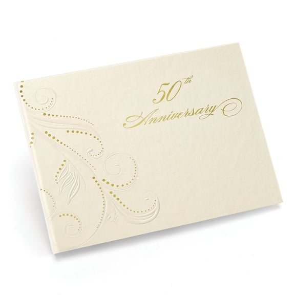Hortense B. Hewitt HBH "50th Anniversary" Swirl Dots Spiral Bound Guest Book Ivory 20613ST