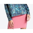 thumbnail image 3 of MARCIANO Womens Blue Printed Cuffed Sleeve Turtle Neck Button Up Top 38, 3 of 3