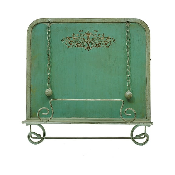 Woven Paths Cottage Collection Metal Cookbook Holder, Antiqued Aqua Finish, 13 x 3.25 x 13.5 In