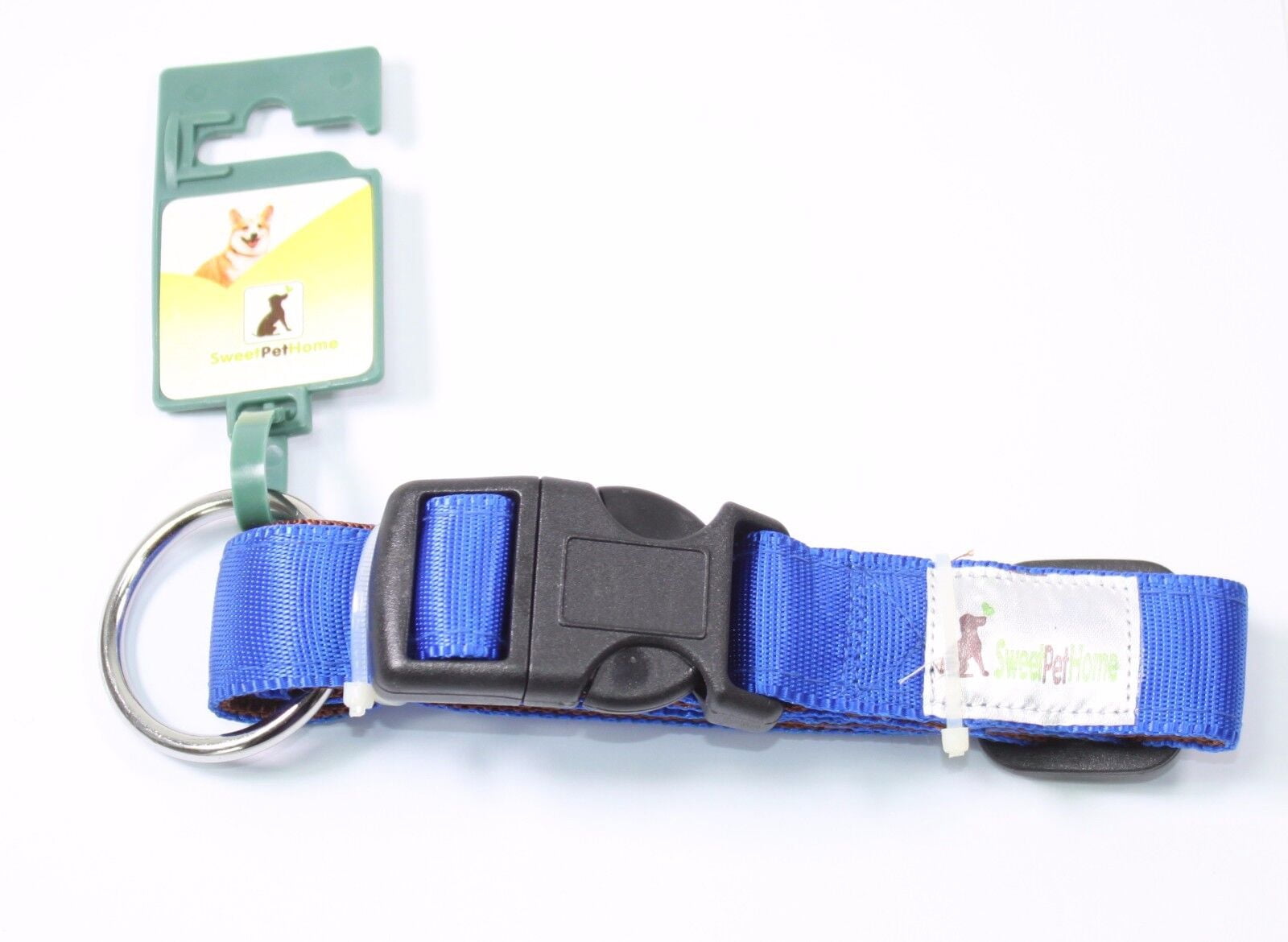 14" to 18" Inch Double Cushion Nylon Blue Collar for Medium to Large Sized Dogs CL0045