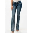 thumbnail image 2 of Charme by Grace in LA Women's Aztec Motif Embroidered Bootcut Stretch Jeans (26, Blue), 2 of 3