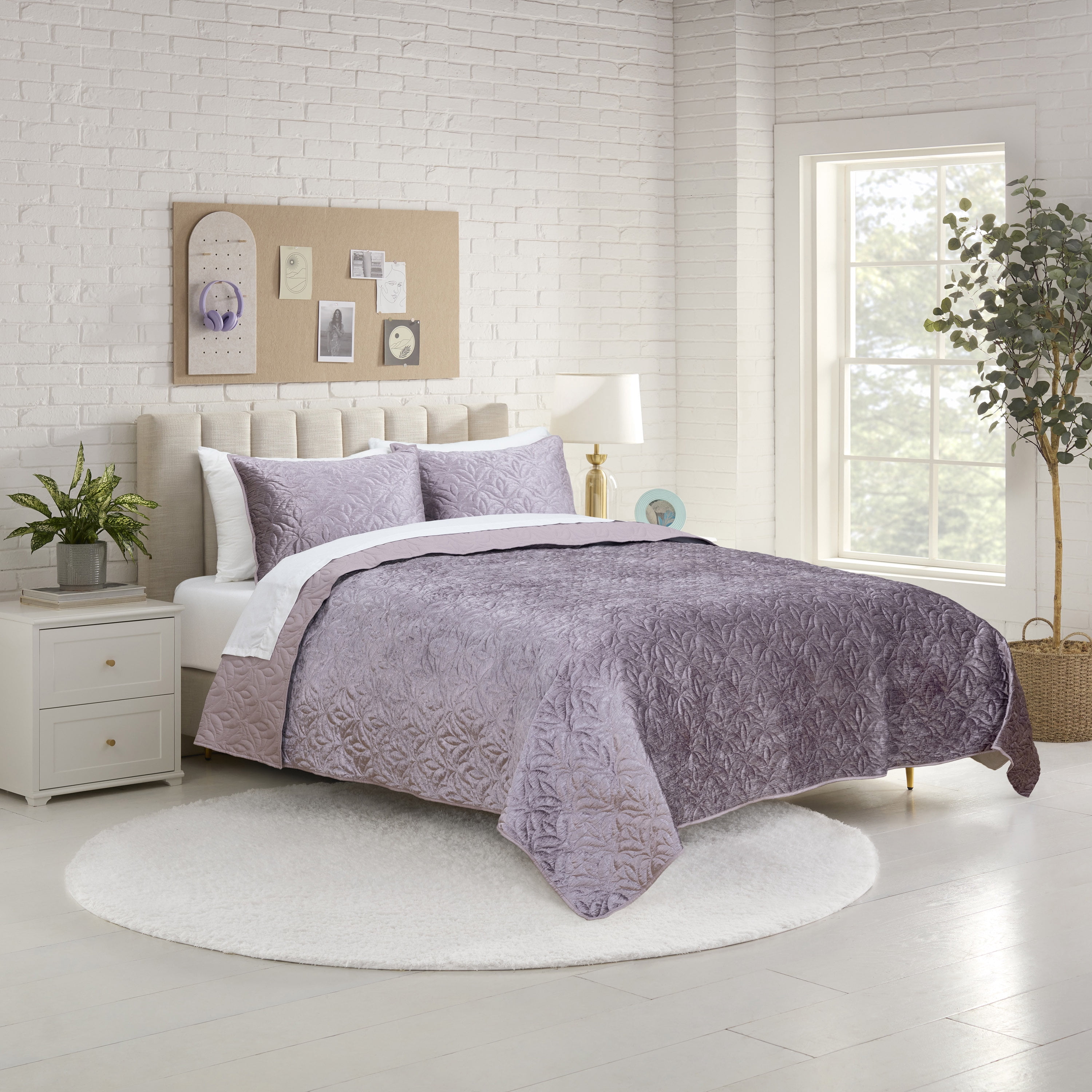 Lemon Tree Lilith Full/Queen Mauve Quilt Set