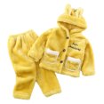 thumbnail image 2 of KYAIGUO 2 Piece Toddler Fleece Pajamas Set for Kids Thickened Hooded Plush Coat & Pants for Boys Girls 1-12 Y, 2 of 8