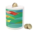 thumbnail image 3 of Nautical Piggy Bank, Fishes Swimming in the Sea Waves Funky Marine Underwater Graphic, Ceramic Coin Bank Money Box for Cash Saving, 3.6" X 3.2", Multicolor, by Ambesonne, 3 of 4