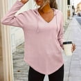 thumbnail image 4 of Womens Hooded Tunic Tops, Long Sleeve Shirts for Women Plus Size Casual Loose Fit Solid Color V Neck Dressy Blouses Fall Clothes, 4 of 4