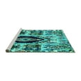 thumbnail image 2 of Ahgly Company Machine Washable Indoor Round Oriental Turquoise Blue Modern Area Rugs, 8' Round, 2 of 4