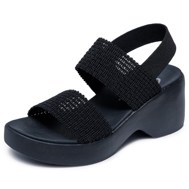 Sandalia Skechers CALI DAY Doble Banda Tejida Negra