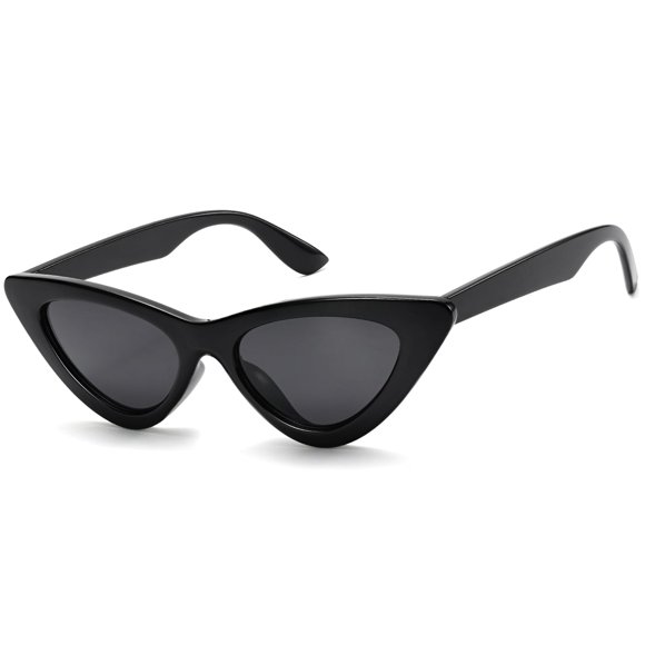 Gafas de sol IOHLNG Retro Vintage de Ojo de Gato con Montura Negra y Lentes Gris