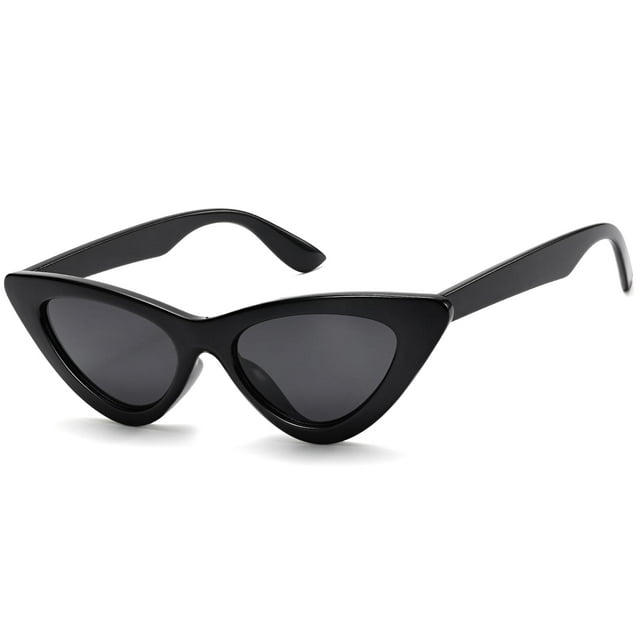 Gafas de sol IOHLNG Retro Vintage de Ojo de Gato con Montura Negra y Lentes Gris