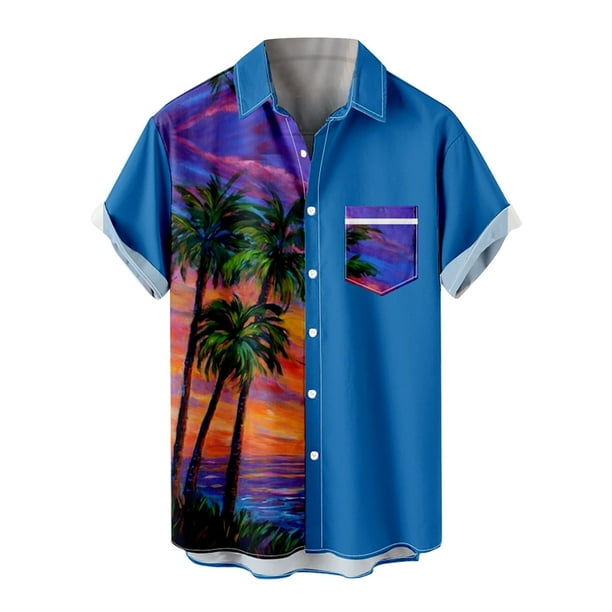APEXFWDT Shirt Mens Short Sleeve Button Down Vintage Bowling Shirts Big
