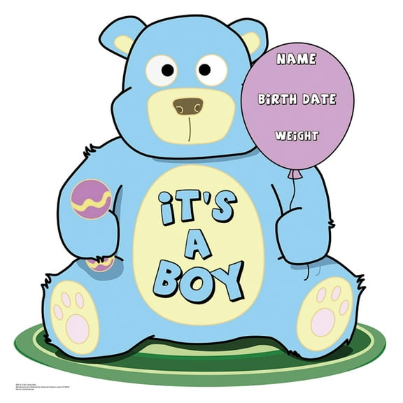 It'S A Boy Teddy Bear Lifesize Wall Decor Cardboard Standup Cutout Standee Poster 40""X39""