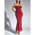 thumbnail image 3 of Zmoon Women's Mesh Pleated Dress Backless One-Shoulder Tight-Fitting Hip-Wrapped Long Dress, 3 of 9