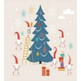 thumbnail image 3 of Elf Duvet Cover Set, Small Forms of Bearded Men in Hats Ornamenting a Christmas Tree, Decorative 3 Piece Bedding Set with 2 Pillow Shams, Calking Size, Champagne and Multicolor, by Ambesonne, 3 of 3
