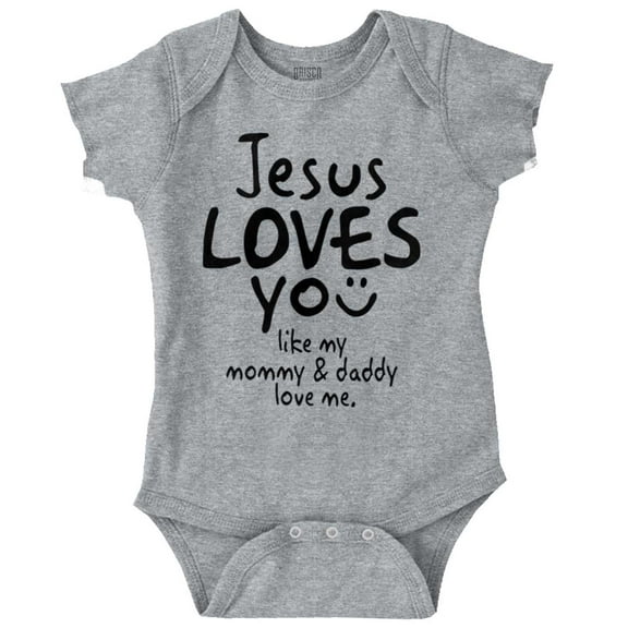 Jesus Loves You Christian Religious Romper Boys or Girls Infant Baby Brisco Brands NB