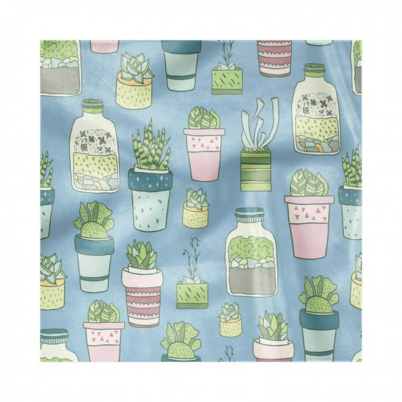 Botanical Decorative Napkins Set of 4, Hand Drawn Terrariums Houseplants and Succulents in Pots Gardening Themed Print, Silky Satin Fabric for Brunch Dinner Party, 18", Multicolor, by Ambesonne