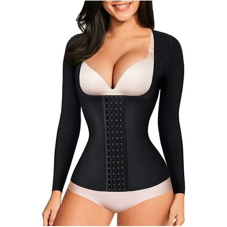 

Molutan Women Waist Trainer Corset Tummy Control Shapewear Upper Arm Shaper Post Surgical Slimmer Compression Tops(Black S)