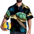 thumbnail image 4 of Turtle Seamless Men's Short Sleeve Printed Button Down Beach, Casual, Poplin Shirts for Summer Vacation, 4 of 6