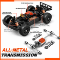 thumbnail image 6 of JoyStone 1:16 RC Short Course Truck, 4WD 25 MPH High-Speed RC Car with Metal Drivetrain, LED Lights, 2 Rechargeable Batteries, All-Terrain Remote Control Truck for Kids and Adults, Orange, 6 of 11