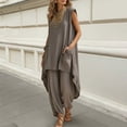 thumbnail image 5 of SOOMLON Matching Sets Women Outfits Plus Size Asymmetrical Sleeveless Shirts Loose Barrel Pants with Pockets 2 Piece Set, 5 of 6