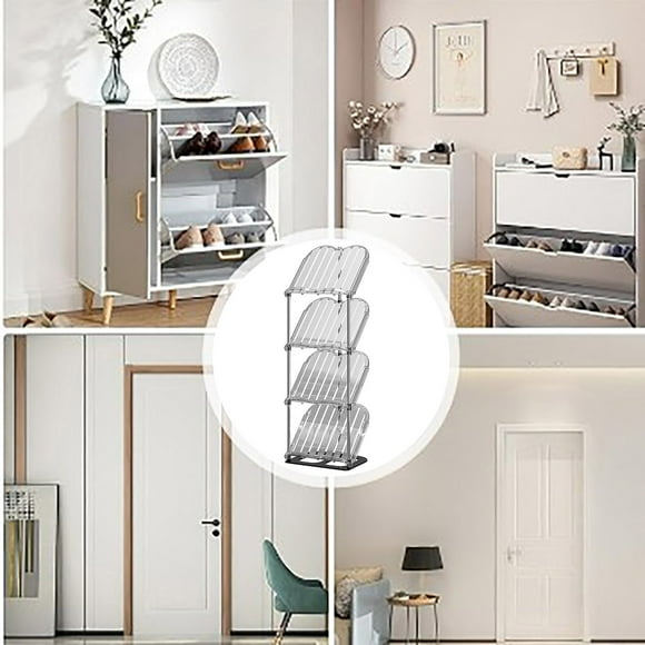 Xihbxyly Zapatero Compacto, Diseño de Almacenamiento Multicapa, Material Metálico Ligero, Fácil de Montar, Organizador Compacto, Ideal para Dormitorios, Entrada Estrecha, Juego de 1 Pieza