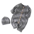 thumbnail image 2 of Cowsor Combinaison Tricotée Unisexe pour Tout-Petit – Uni, Chapeau Inclus (6-36 m), 2 of 3