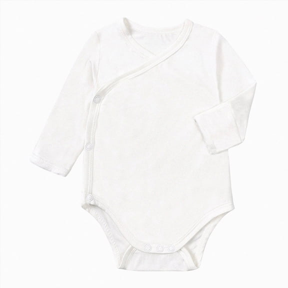 larppty Unisex Baby Long-Sleeve Onesie Bodysuit - Soft and Breathable Baby Clothes - Room-To-Grow (White)