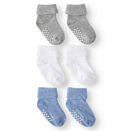 Jefferies Socks Non-Skid Turn Cuff Socks, 3-Pack (Baby