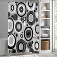 thumbnail image 5 of White Black Shower Curtain, 36" x 72", Abstract Grey Black White Circles Grey Texture Waterproof Bathroom Curtain Washable Shower Curtain Set with 12 Hooks, 5 of 8