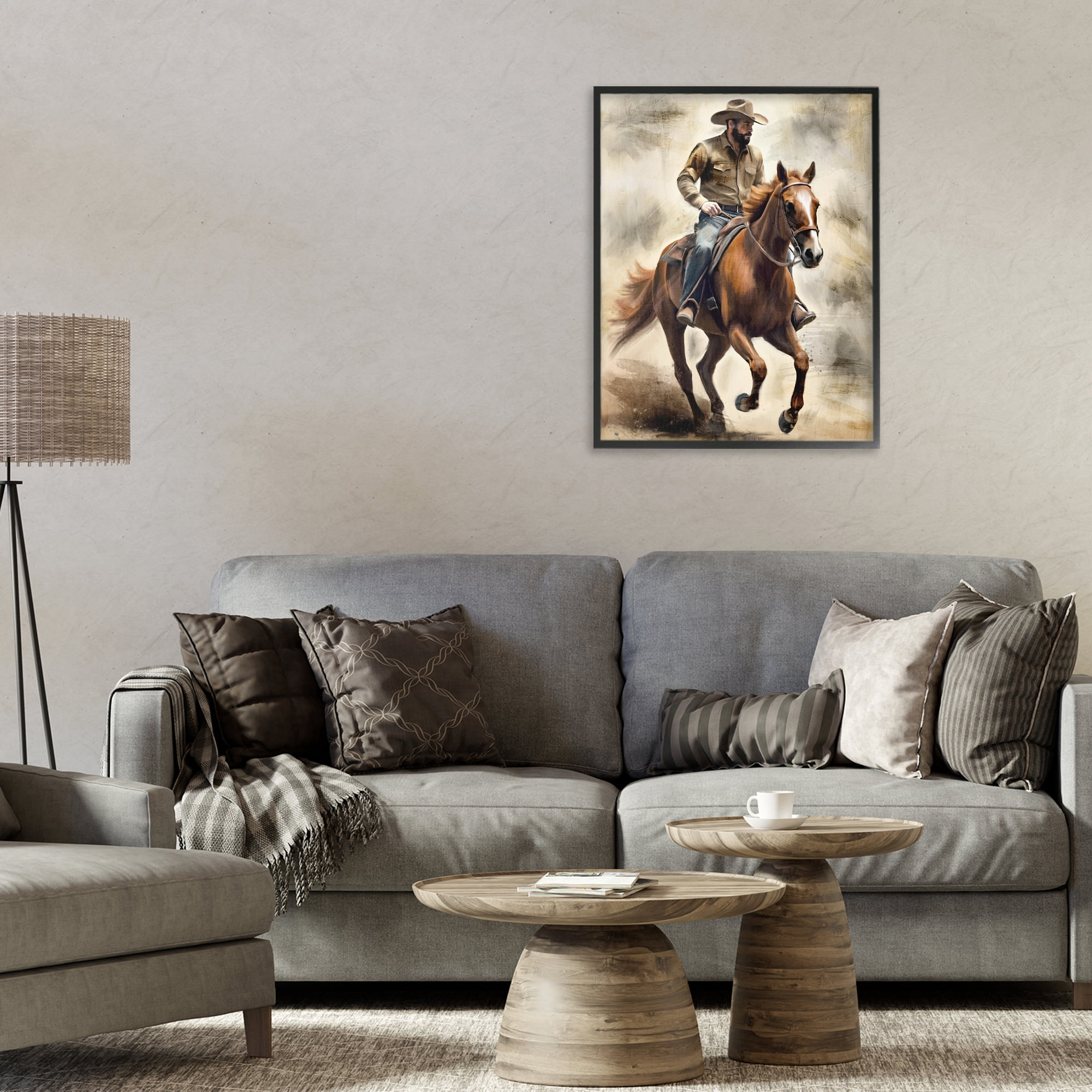 Stupell Industries Gallop Horse & Cowboy Black Framed Giclee Art, design by Kim Allen