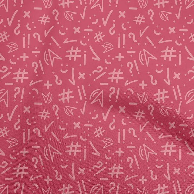 oneOone Polyester Spandex Pink Fabric Numerical Symbols Sewing Craft Projects Fabric Prints By Yard 56 Inch Wide