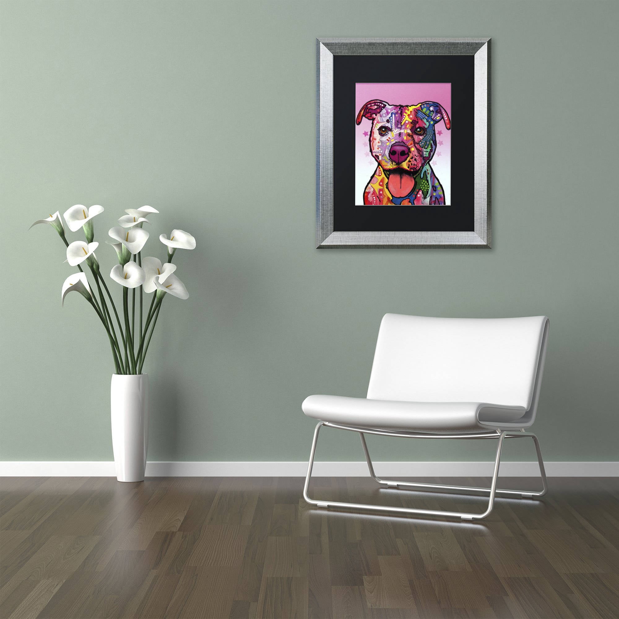 Trademark Fine Art "Cherish The Pitbull" Canvas Art by Dean Russo, Black Matte, Silver Frame