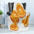 thumbnail image 4 of Nature Soft Flannel Fleece Blanket, Fresh Nature Health Citrus Orange Mediterranean Energetic Fruit Artwork Print, Cozy Plush for Indoor and Outdoor Use, 60" x 80", Orange and White, by Ambesonne, 4 of 5