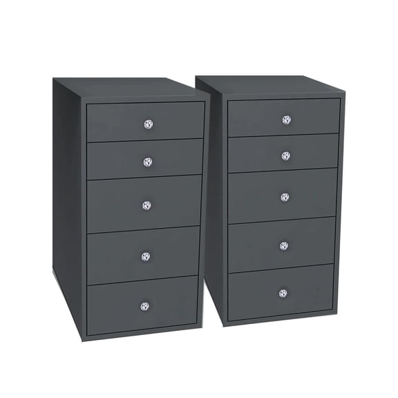 Impressions Vanity SlayStation 5 Drawer Makeup Vanity Storage Unit with Drawer Knobs (Charcoal)