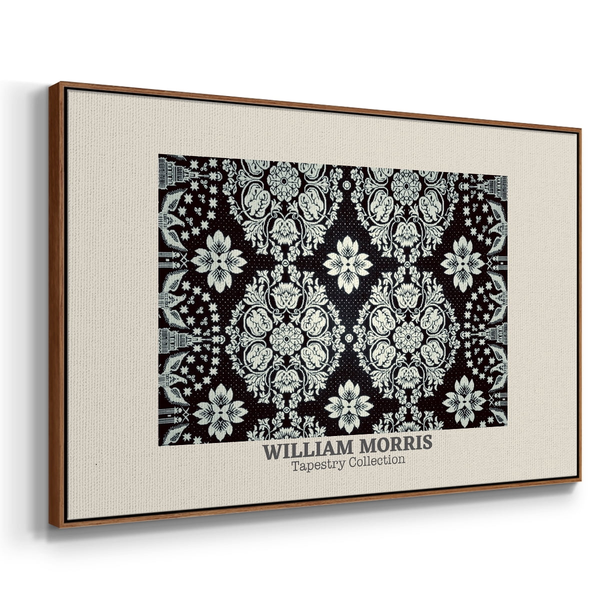Vintage Abstract Print-XLVII Framed in Walnut Wood Gallery Wrapped Canvas 17 in. x 25 in.