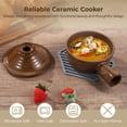thumbnail image 3 of 4 Sets Egg Cookers, Ceramic Microwave Cookers with Heat-resistant  Pads, Egg Poachers with Dome  & Hollow Handles, 12 oz Clay Bowls for Eggs, Soup, Oven & Dishwasher Safe, 3 of 6