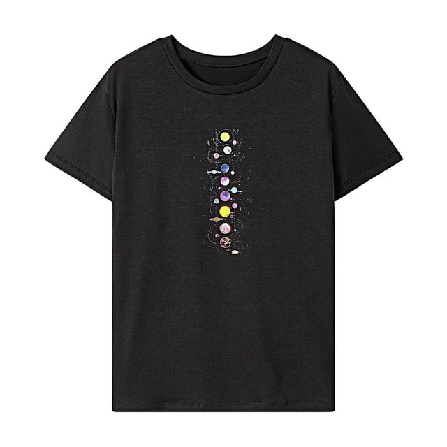Camiseta para mujer disfraz de verano camiseta básica femenina para uso diario calle , NEGRO, m