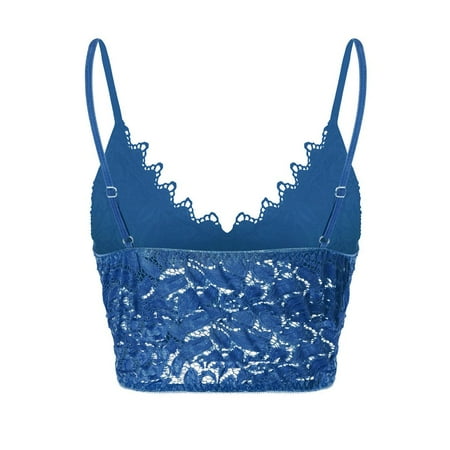 Blue XX-Large Plus Size Lingerie Vest Negligee Lingerie for Women Long Bra Wireless Camisole Underwear Lingerie Pajamas Set Ruffle Crop V Neck Women