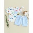 thumbnail image 3 of Musuos Baby Boys Shorts Set, 3 6 12 18 24M 3T Short Sleeve Car Print T-shirt with Elastic Waist Shorts Toddler Summer Outfit, 3 of 10
