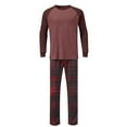 thumbnail image 5 of purcolt Mens Pajamas Set Color Block T-Shirt Comfy Pj Sets Long Sleeve 2-Piece Lounge Set Nightwear Plaid Sleepwear with Pockets, 5 of 7
