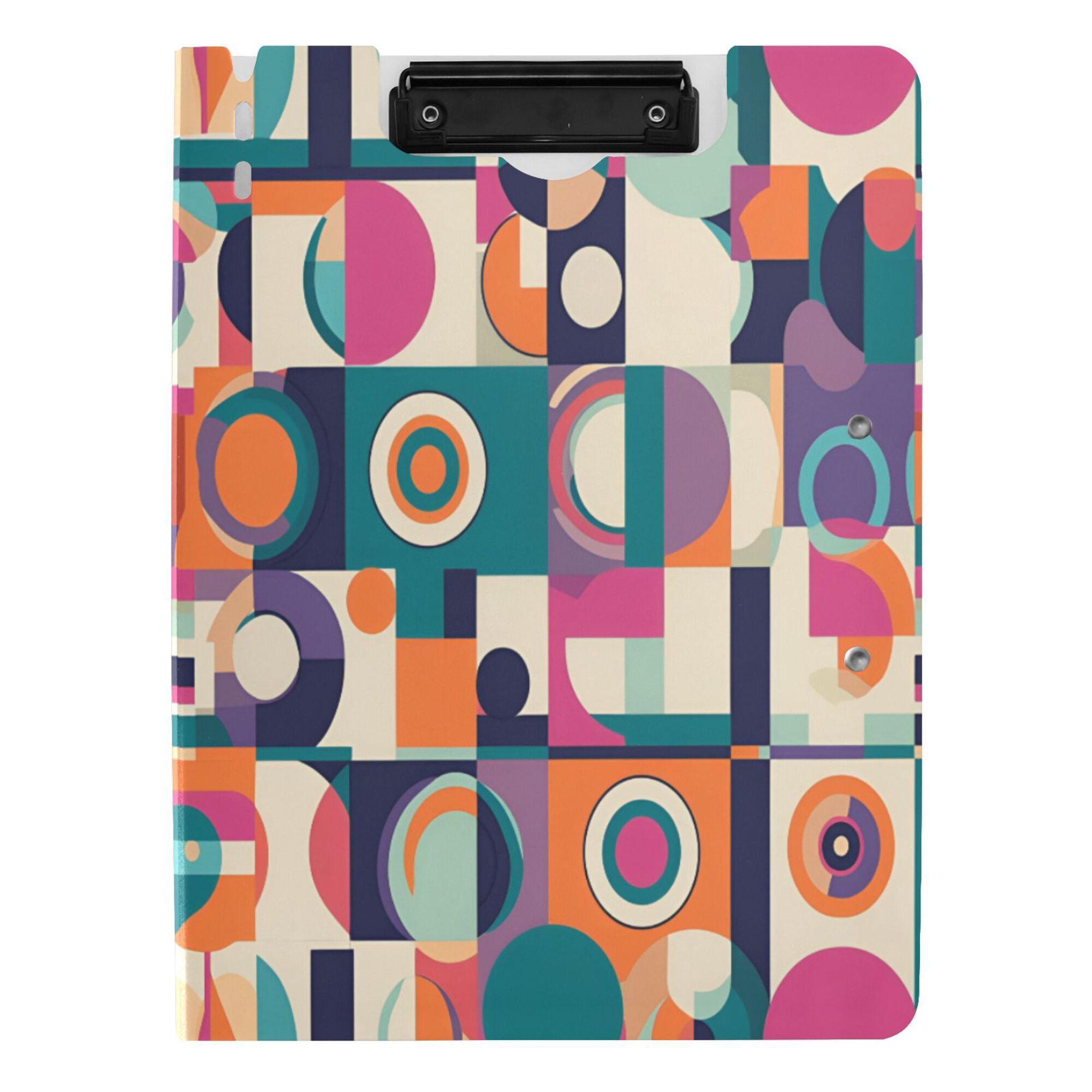 FORMRS A4 Clipboard Folder with Pen Holder Horizontal Foldable School Office Binder, Orange Geometric