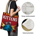 thumbnail image 3 of Exploding Kittens Bolso de tela con estampado de lienzo para mujer, bolsa de compras reutilizable y estética, con cremallera interior, regalo para mujer,40*40cm., 3 of 6