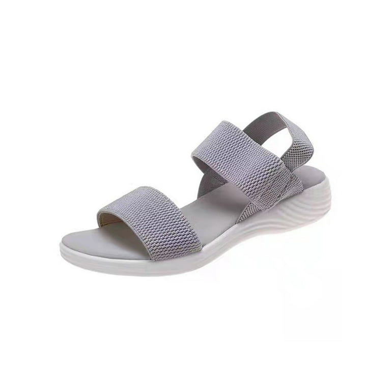 Wazshop Ladies Casual Shoes Summer Sandals Slip On Flat Sandal Ankle Strap Beach  Womens Bohemian Comfort Black 7.5 